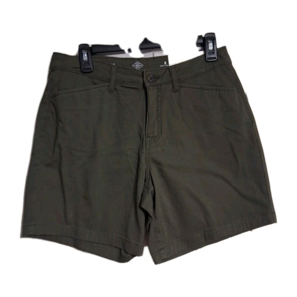 NWT Women's St. John's Bay 7" Chino Shorts Size 8 Oregano